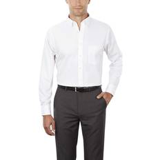 Men's Pinpoint Regular Fit Solid Button Down Collar Dress Shirt - White