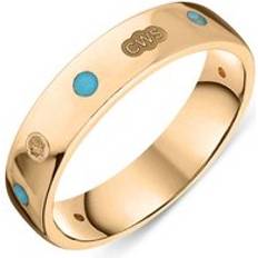 Pink Rings C. W. Sellors 18ct Rose Gold Turquoise King's Coronation Hallmark 5mm Ring