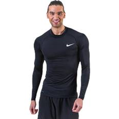 Nike Svedundertøj Nike Pro Top LS White/Black, Male, Tøj, Skjorter, Træning, Sort