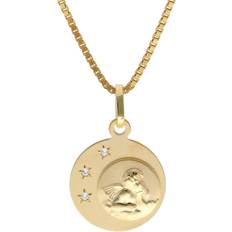 Trendor 15588 Kinder-Anhänger Amor Gold 333 mit vergoldeter Silber-Halskette