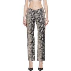 Snake Trousers Victoria Beckham Black & Off-White Four-Pocket Leather Pants 8213 Black/Off White