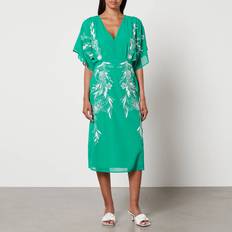 Hope & Ivy The Frances Embroidered Chiffon Dress Green