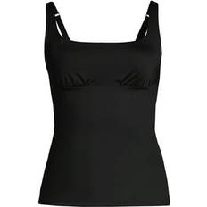 Mujer - Nylon Tankinis Lands' End Tankinitop CHLORRESISTENT mit geradem Ausschnitt, Damen, Größe:54 plus, Schwarz, Nylon-Mischung, Schwarz