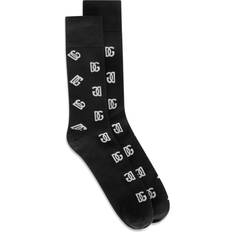 Dolce & Gabbana Black Socks Dolce & Gabbana DG-logo socks men Cotton/Elastane/Nylon Black