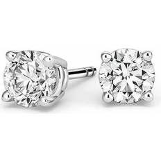 Men - White Gold Earrings Paris Jewelry 14k White Gold 1/5 Ct Solitaire Created White Diamond Stud Earrings G-H