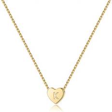 Children Necklaces M Mooham Initial Necklace for Girls Gifts, 14K Gold Plated 925 Sterling Silver Heart Initial Necklace for Women, Tiny Heart Initial Necklace for Girls Kids Child, Letter Initial Necklace Initial Jewelry