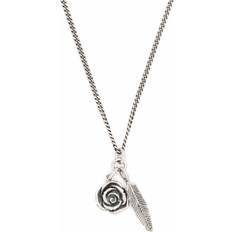 Men - Pink Necklaces Emanuele Bicocchi rose and feather pendant necklace unisex Sterling Silver One