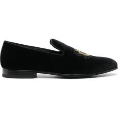 Loafers Billionaire crest-motif velvet loafers men Calf Leather/Fabric/Calf Leather/Calf Leather Black