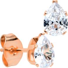 Body Candy Cz Teardrop Clear Rose Gold Tone Stainless Steel Stud Earrings, 4mm