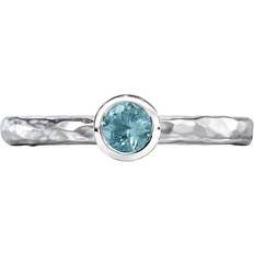 Azul Anillos Dower & Hall 4mm Aquamarine Hammered Twinkle Ring