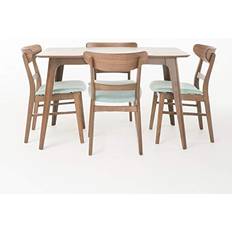 Oak - Rectangle Dining Sets GDFSTUDIO Knight Natural Walnut/Mint Dining Set 29.5x47.2" 5