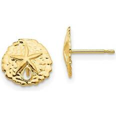 Beige Earrings Bagatela 14K Yellow Gold Madi Sand Dollar Post Earrings