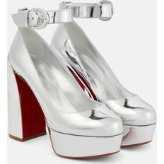 Christian Louboutin Silver Heels & Pumps Christian Louboutin Movidastrap metallic leather pumps silver