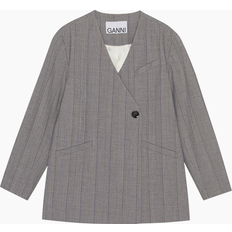 Organic Blazers Ganni Gray Relaxed-Fit Blazer 523 Frost Gray DK