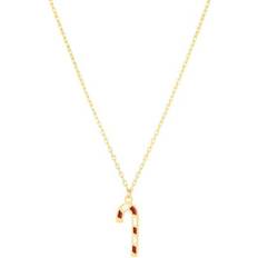 Jewelry WJD Exclusives 14K Yellow Gold Candy Cane Pendant Necklace -18 Adjustable