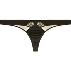 Silk Panties Fleur Du Mal Satin Luxe topstitch thong women Silk Black