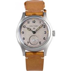 N/C Baltany Dirty Dozen Watch Men D12 36 mm Sea Gull ST1701 Movement Automatic BGW9 självlysande vintage militärarmbandsur, Brunt läder vit, Bälte