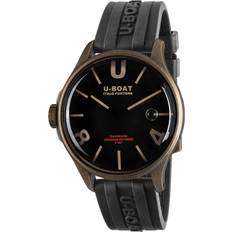 U-Boat Klockor U-Boat Darkmoon 44mm BK Brown Vintage Analog Swiss med Gummiarmband 9548, Svart