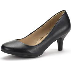 Dream Pairs DREAM PAIRS Women's LUVLY-W Closed Toe Low Heels Dress Pump Shoes, 7.5, Black PU