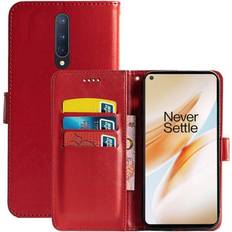 CaseOnline Wallet Cover 3-kort OnePlus 8 IN2010 rød