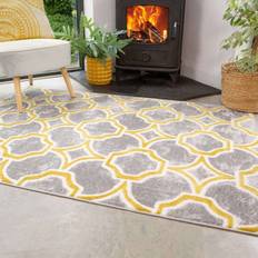 Enzo Modern Ochre Trellis Yellow, Grey