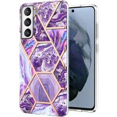 Samsung Galaxy S21 FE Mobilskal MTP Products Marble Pattern Elektropläterat IMD Samsung Galaxy S21 FE 5G TPU Cover Lila