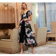 Adrianna Papell Jumpsuits & Overalls Adrianna Papell Floral Printed Jumpsuit In Black Multi