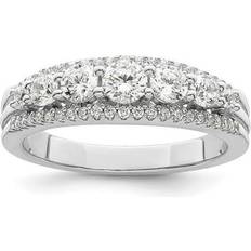 Finest Gold Sterling Silver Rhodium-Plated CZ Ring