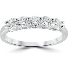 1/2ct Diamond Five Stone Wedding Ring 14K White Gold
