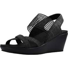 Skechers Women's Beverlee-High Tea Wedge Sandal Black/Black Wide