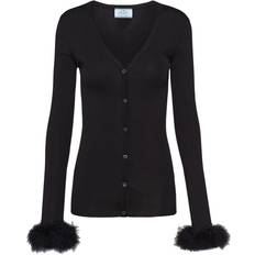 Silk Cardigans Prada ribbed silk cardigan women Silk Black