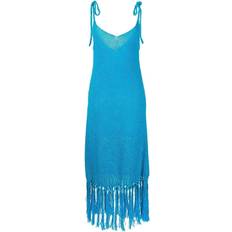 Alanui Sunset At The Beach crochet midi dress women Cotton Blue