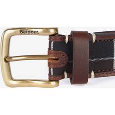 Barbour Belts Barbour Tartan Leather Slim Belt, Brown/Multi