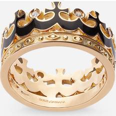 Men - Yellow Rings Dolce & Gabbana Crown yellow gold ring with black enamel crown and diamonds