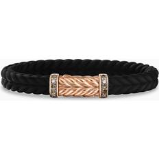 David Yurman Brown Jewelry David Yurman Chevron Bracelet in Black Rubber with 18K Rose Gold, 9mm Men's