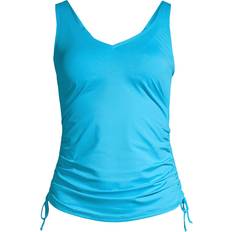 Turquoise - Women Tankinis Lands' End Plus Adjustable V-neck Underwire Tankini Swimsuit Top Turquoise Turquoise