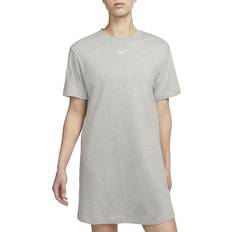 Grå - T-shirtkjoler Nike Sportswear Essential Cotton Dress with Short Sleeves Grey