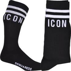 DSquared2 Men Socks DSquared2 ICON Stripes Logo Sports Socks, Black/white 10-11