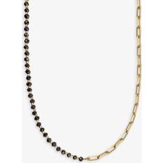 L Necklaces Astley Clarke Gold Biography Black Onyx and Square Link Necklace Black