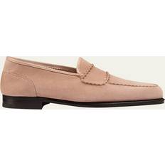 Men - Pink Loafers John Lobb Men's Bath Suede Penny Loafers BLUSH 10.5D US