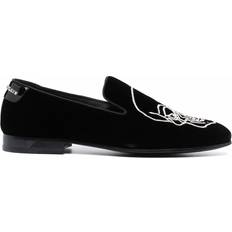 Low Shoes Philipp Plein skull-embroidered velvet loafers men Calf Leather/Calf Leather/Velvet Black