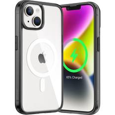 JeTech Magnetisk Skal för iPhone 14 6,1-Tums för MagSafe Trådlös Laddning, Stötskyddad Telefon Bumper Case, Repfri Klar Tillbaka Svart