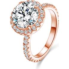 JIANGYUE Engagement Rings for Women with Cubic Zirconia Ring Rose Gold Wedding Promise Rings for Her 5-10