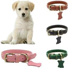 Pets Zeus Pink, XS Dog Puppy Adjustable Faux Tags Collar Necklace Soft Neck Strap