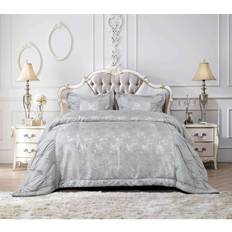 King New Luxury Jacquard MAYA Glitter Bedspread Silver (250x250cm)