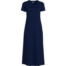 Lands' End Nightgowns Lands' End Wadenlanges Kurzarm-Nachthemd aus Baumwolle, Damen, Größe:36-38 regular, Blau, Baumwolle, Blau