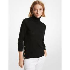 Michael Kors Michael Kors Womens Black Merino Button Slit Jumper