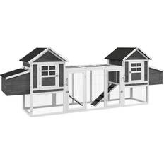 Pawhut 124" Dual Chicken Coop Wooden Large Chicken House Rabbit Hutch Poultry Cage