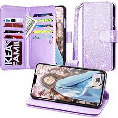 Casewind Casewind iPhone 11 Case,iPhone 11 Wallet Case Glitter PU Leather with Kickstand Card Holder ID Slot Magnetic Closure Full-Body Protective Folio Flip Cover iPhone 11 Case for Girls 6.1 inch,Purple