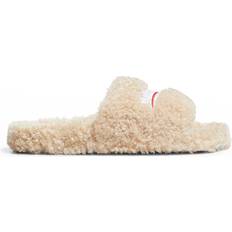 Fabric Slides Balenciaga Furry faux shearling slides beige